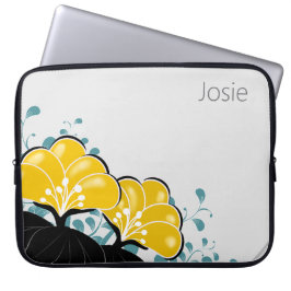 Elegant Golden Camellias Add Namn Laptop Fodral