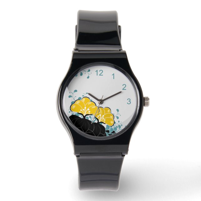 Elegant Golden Camellias Watch med nummer Armbandsur (Framsida)