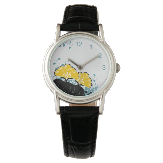 Elegant Golden Camellias Watch med nummer Armbandsur (Framsida)