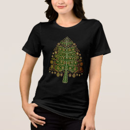 Elegant Golden Christmas Tree T Shirt