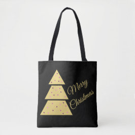 Elegant Golden Christmas Tree Tote Bag Tygkasse