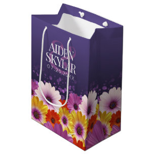 Elegant Golden Daisy med Lila Glitter Bröllop