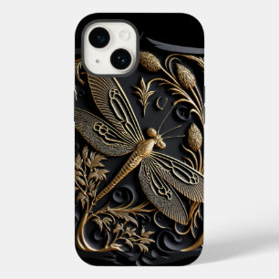 Elegant Golden Dragonfly i Bronze Filigree
