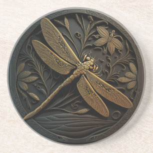 Elegant Golden Dragonfly i Bronze Filigree Underlägg