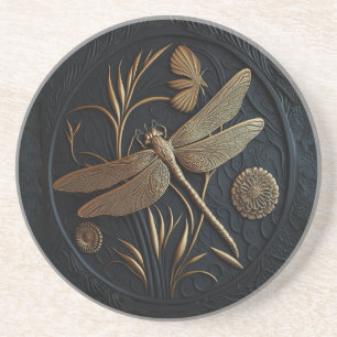 Elegant Golden Dragonfly i Bronze Filigree Underlägg