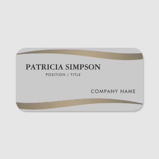 Elegant Golden Earth Tone Rosett band på Silver Gr Namnbricka (Framsida)