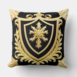 Elegant Golden Emblem med ornate Shield Kudde