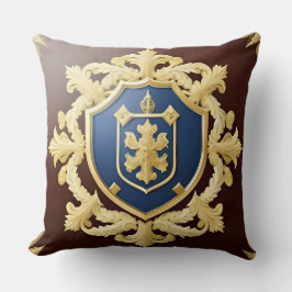 Elegant Golden Emblem med ornate Shield Kudde