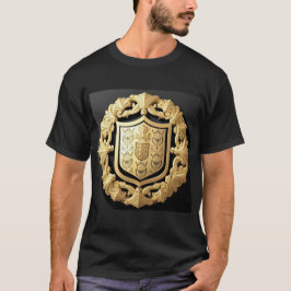 Elegant Golden Emblem med ornate Shield T Shirt