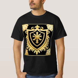 Elegant Golden Emblem med ornate Shield T Shirt