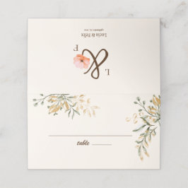 Elegant Golden Fall-blommor Bröllop Placeringskort