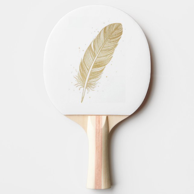 Elegant Golden Feather Line Art - Modern Aesthetic Pingisracket (Framsidan)