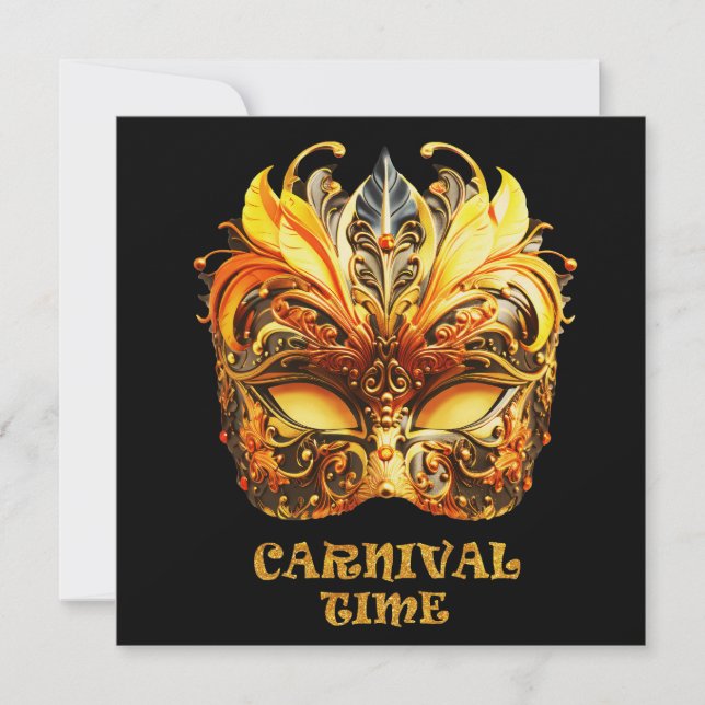 Elegant Golden Feathers Venetian Mask (Framsida)