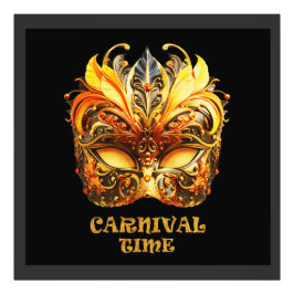 Elegant Golden Feathers Venetian Mask Fototryck