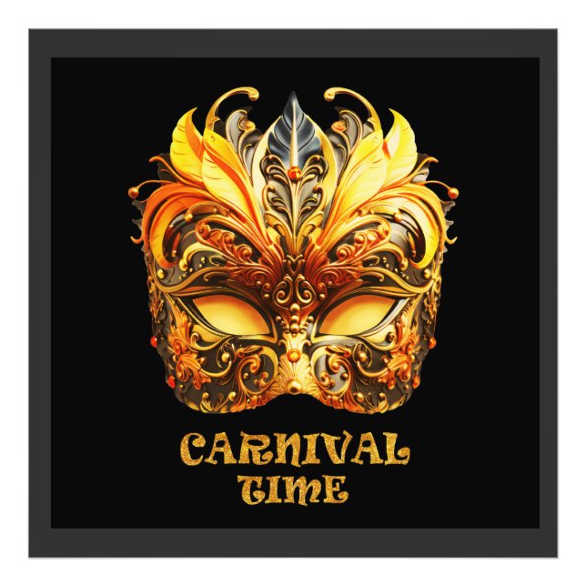Elegant Golden Feathers Venetian Mask Fototryck (Framsidan)