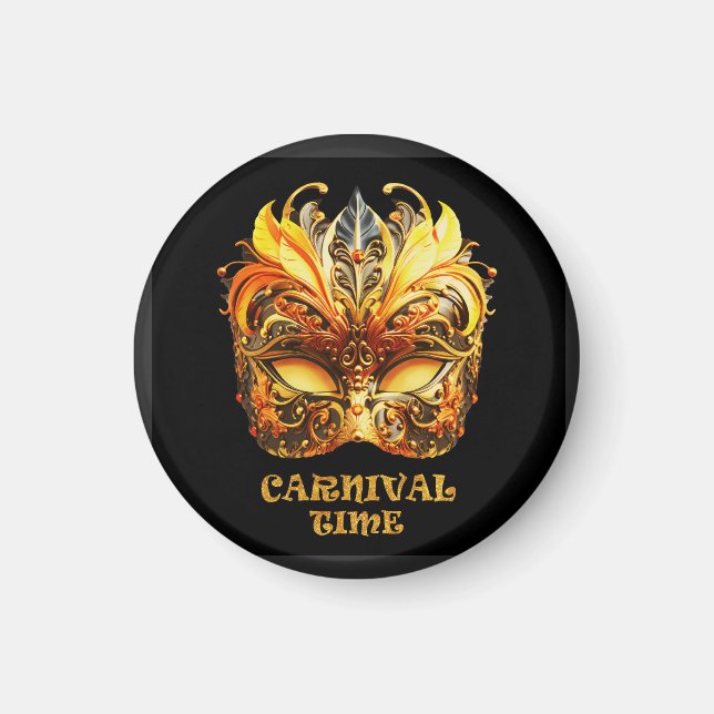 Elegant Golden Feathers Venetian Mask Magnet (Framsidan)