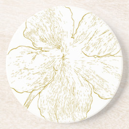 ​Elegant Golden Floral Abstract Line Art Underlägg