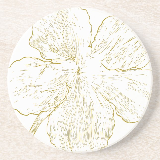 ​Elegant Golden Floral Abstract Line Art Underlägg (Framsidan)