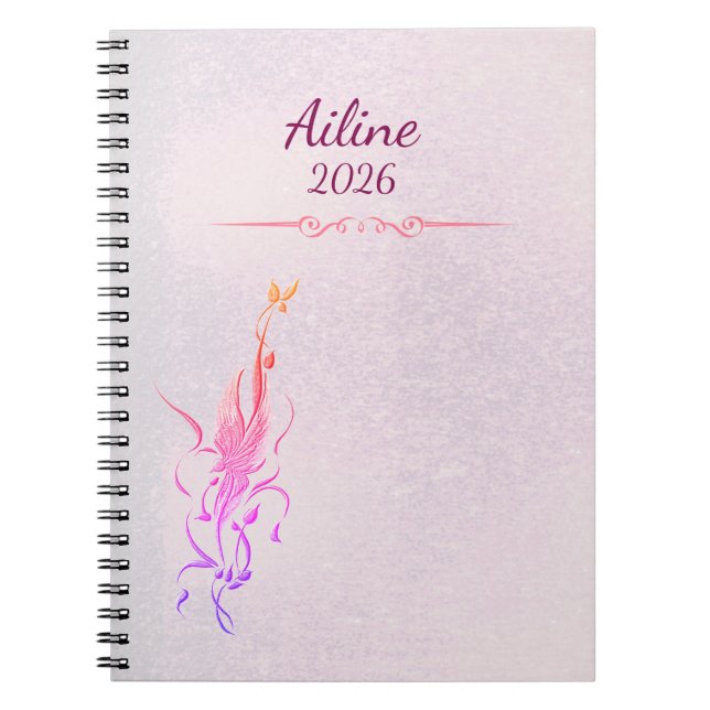 Elegant Golden Floral Vine spiral notebook  Anteckningsbok (Framsidan)