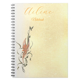 Elegant Golden Floral Vine Spiral Photo Notebook Anteckningsbok