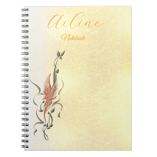 Elegant Golden Floral Vine Spiral Photo Notebook Anteckningsbok