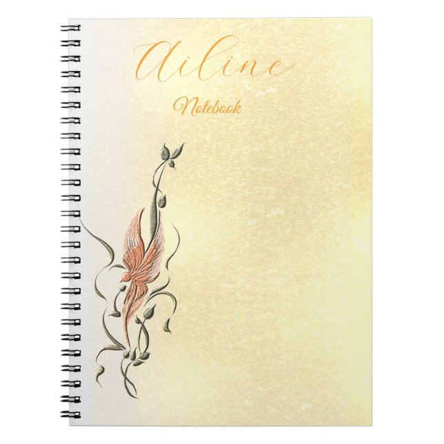 Elegant Golden Floral Vine Spiral Photo Notebook Anteckningsbok (Framsidan)