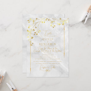 Elegant Golden Florales Ram bröllopsinbjudan Inbjudningar