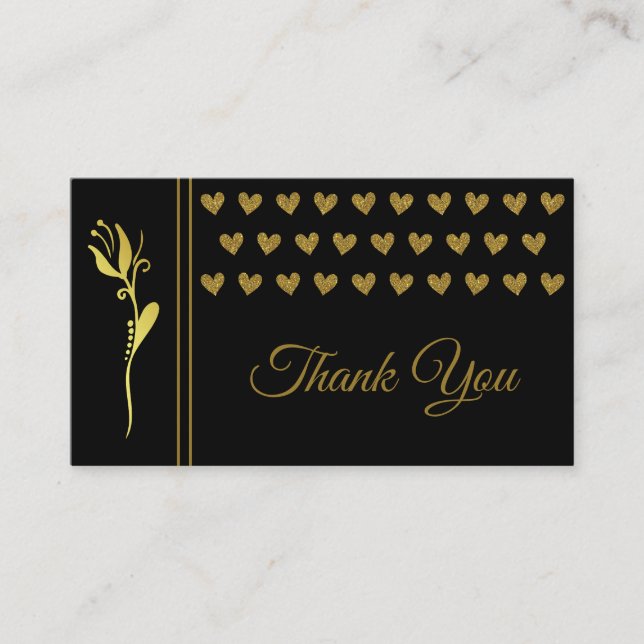 Elegant Golden Flower Hearts Anpassningsbar Logoty Visitkort (Framsida)