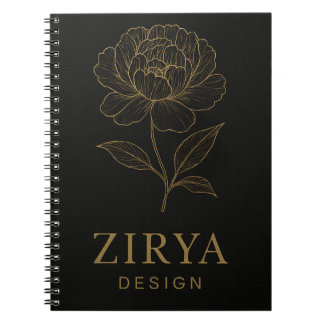 Elegant Golden Flower Notebook by Zirya Design Anteckningsbok