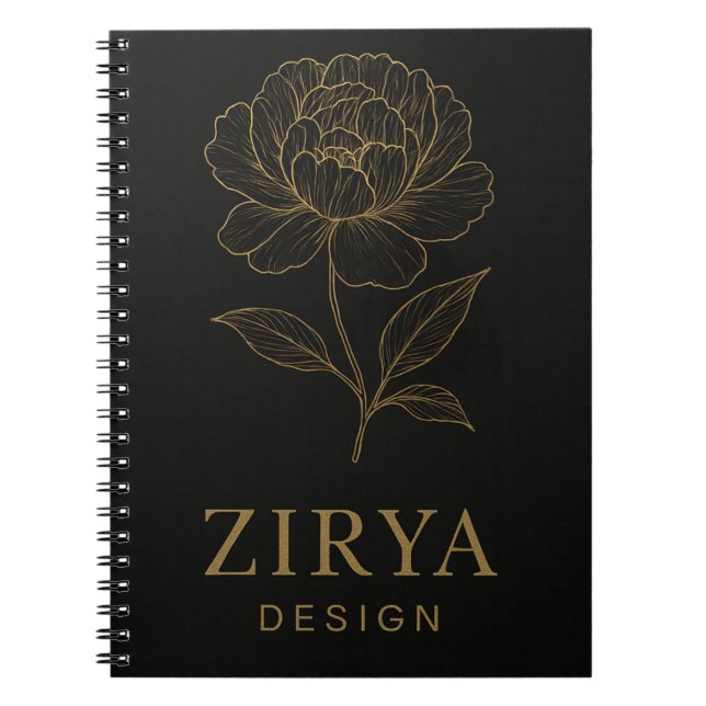 Elegant Golden Flower Notebook by Zirya Design Anteckningsbok (Framsidan)