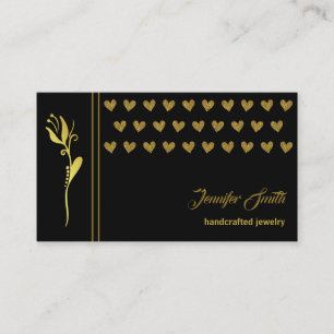 Elegant Golden Flower och Hearts Anpassningsbar Lo Visitkort