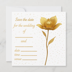 Elegant Golden Flower platt Spara datumkortet Datumet