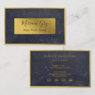 Elegant Golden Foil & Mörk Black Namn  Visitkort