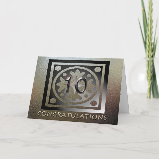 Elegant Golden för 10-årsjubileum för anställda Kort (Framsida)