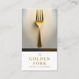 Elegant Golden Fork Caterer Culinary Affärskort Visitkort