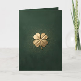 Elegant Golden Four Leaf Clover St. Patricks Day Kort