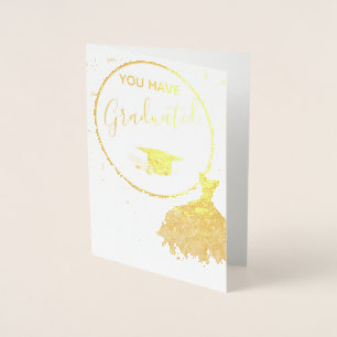 Elegant Golden Glitter Grattis Studenten Folierat Kort