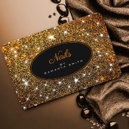 Elegant Golden Glitter Trendig Luminous Stars Nage Visitkort