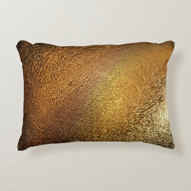 Elegant Golden Glossy Leather Struktur Prydnadskudde (Framsidan)