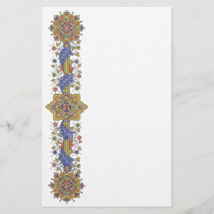 Elegant Golden Gräns med Blue Lövs Stationery Brevpapper