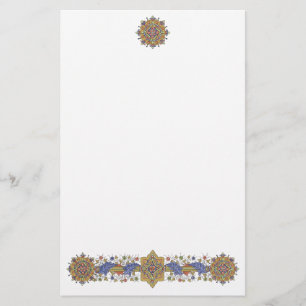 Elegant Golden Gräns med Blue Lövs Stationery Brevpapper