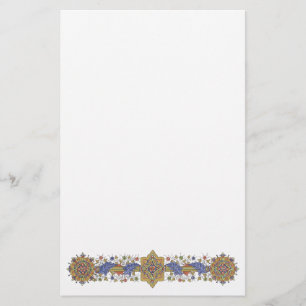 Elegant Golden Gräns med Blue Lövs Stationery Brevpapper