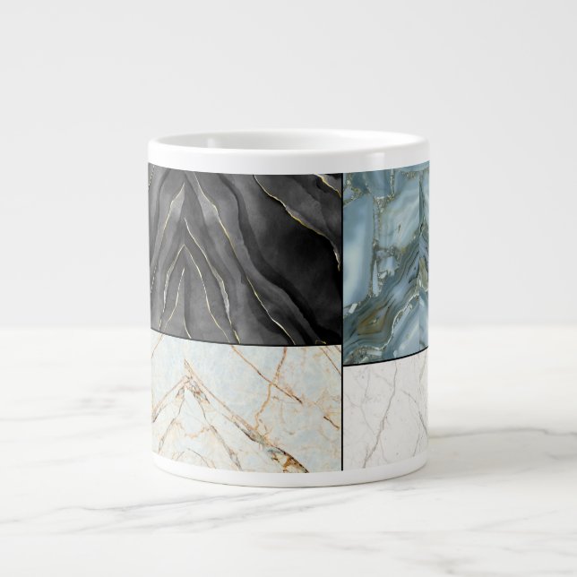 Elegant Golden Grått black and white Marble mönste Jumbo Mugg (Framsidan)
