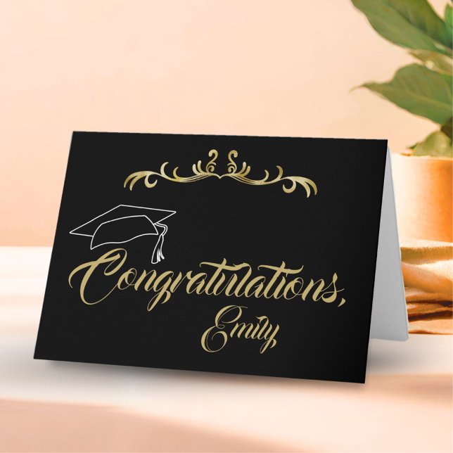 Elegant Golden Grattis Student Studenten Kort (Skapare uppladdad)
