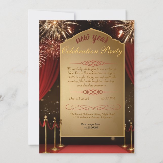 Elegant Golden Grind nyårsinbjudan party Inbjudningar (Framsida)