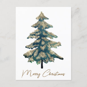 Elegant Golden Grönt God jul Träd Helg Vykort