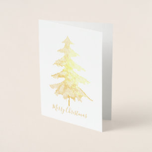 Elegant Golden Grönt God jul Träd Photo Folierat Kort