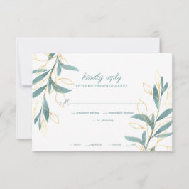 Elegant Golden Grönt Watercolor Blommigt Bröllop OSA Kort