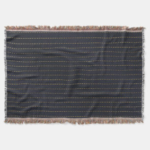 Elegant Golden Gult Dash Rand Bluish Grått Filt