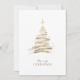 Elegant golden hand-drawn tree Christmas Julkort
